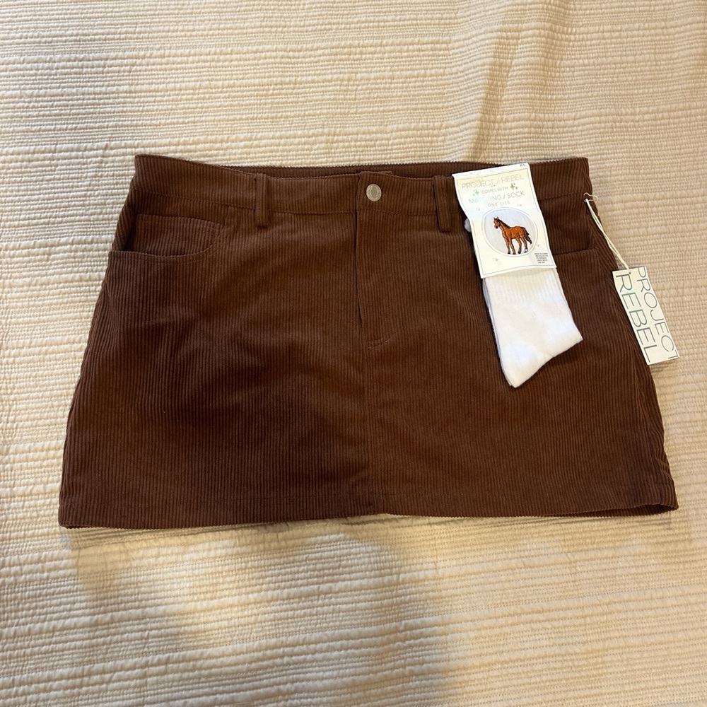 Brown Corduroy Mini Skirt